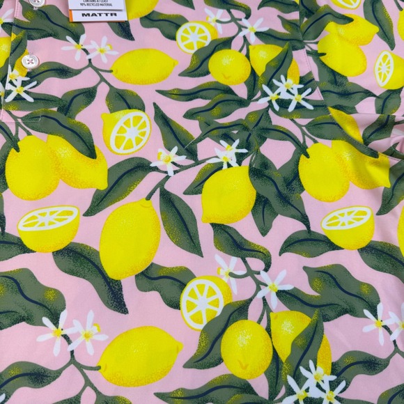 Puma X Arnold Palmer Lemon Branch Polo Shirt Mens XL Golf Pale‎ Rose Floral - Picture 2 of 9